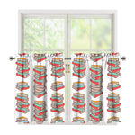 Pile Of Reading Books Pattern Print Tier Curtains