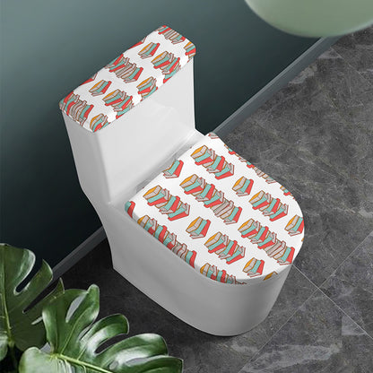Pile Of Reading Books Pattern Print Toilet Lid And Tank Cover Set