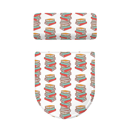 Pile Of Reading Books Pattern Print Toilet Lid And Tank Cover Set