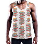 Pile Of Reading Books Pattern Print Training Tank Top