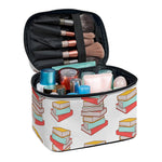Pile Of Reading Books Pattern Print Travel Makeup Bag