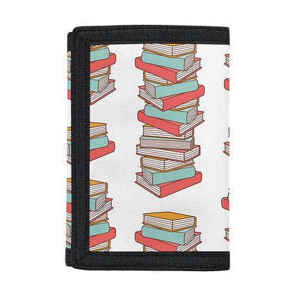 Pile Of Reading Books Pattern Print Trifold Wallet
