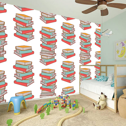 Pile Of Reading Books Pattern Print Wall Sticker