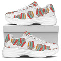Pile Of Reading Books Pattern Print White Chunky Shoes