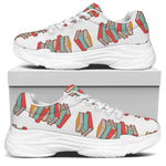 Pile Of Reading Books Pattern Print White Chunky Shoes