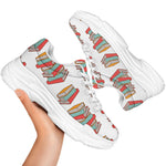 Pile Of Reading Books Pattern Print White Chunky Shoes