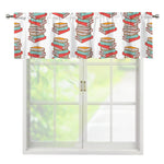 Pile Of Reading Books Pattern Print Window Valance