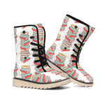 Pile Of Reading Books Pattern Print Winter Boots
