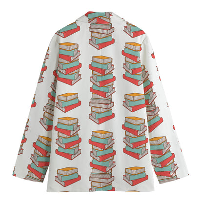 Pile Of Reading Books Pattern Print Women's Blazer