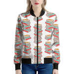 Pile Of Reading Books Pattern Print Women's Bomber Jacket