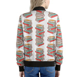 Pile Of Reading Books Pattern Print Women's Bomber Jacket