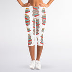 Pile Of Reading Books Pattern Print Women's Capri Leggings