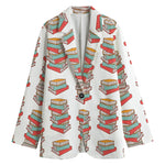 Pile Of Reading Books Pattern Print Women's Cotton Blazer