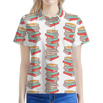 Pile Of Reading Books Pattern Print Women's Polo Shirt