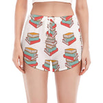 Pile Of Reading Books Pattern Print Women's Split Running Shorts