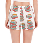 Pile Of Reading Books Pattern Print Women's Split Running Shorts