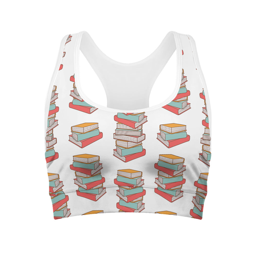 Pile Of Reading Books Pattern Print Women's Sports Bra