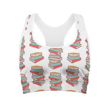 Pile Of Reading Books Pattern Print Women's Sports Bra