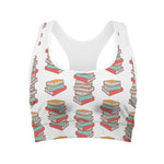 Pile Of Reading Books Pattern Print Women's Sports Bra
