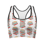 Pile Of Reading Books Pattern Print Women's Sports Bra