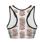 Pile Of Reading Books Pattern Print Women's Sports Bra