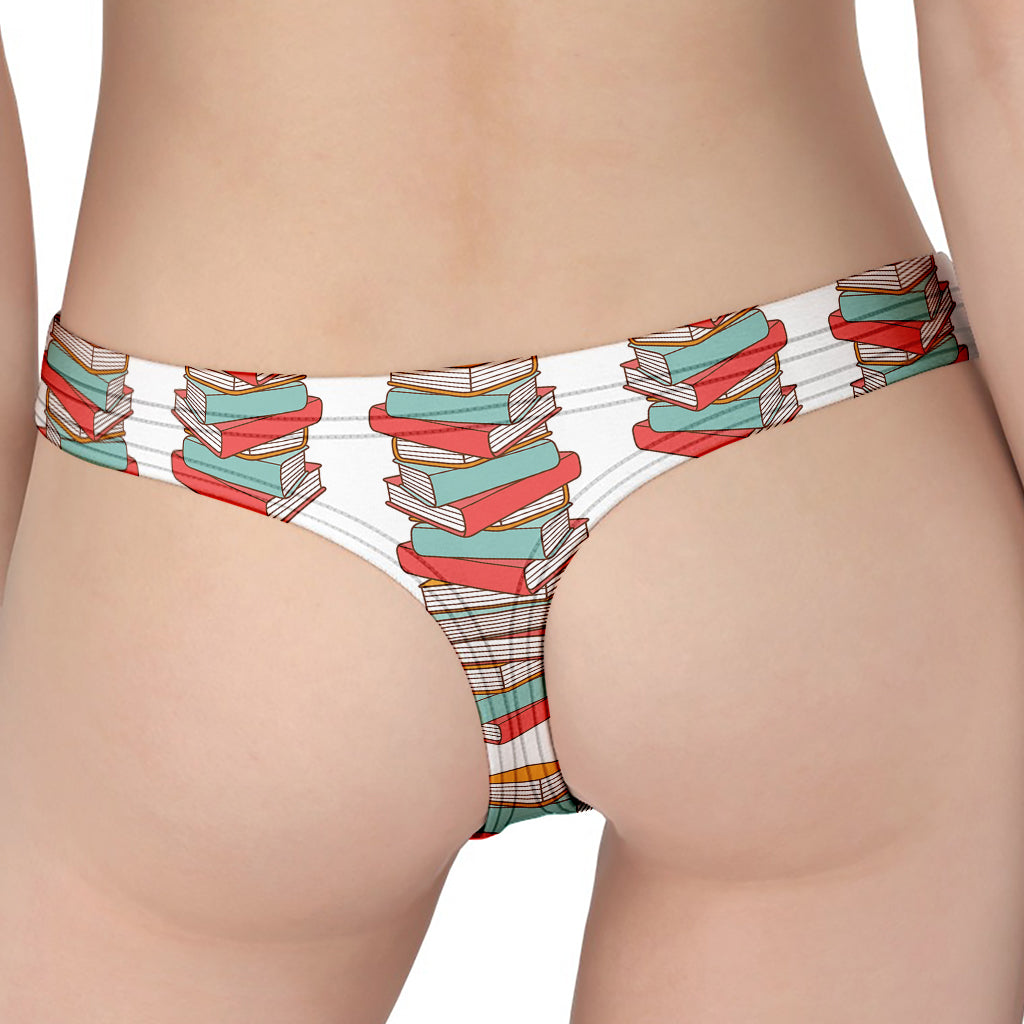 Pile Of Reading Books Pattern Print Women's Thong