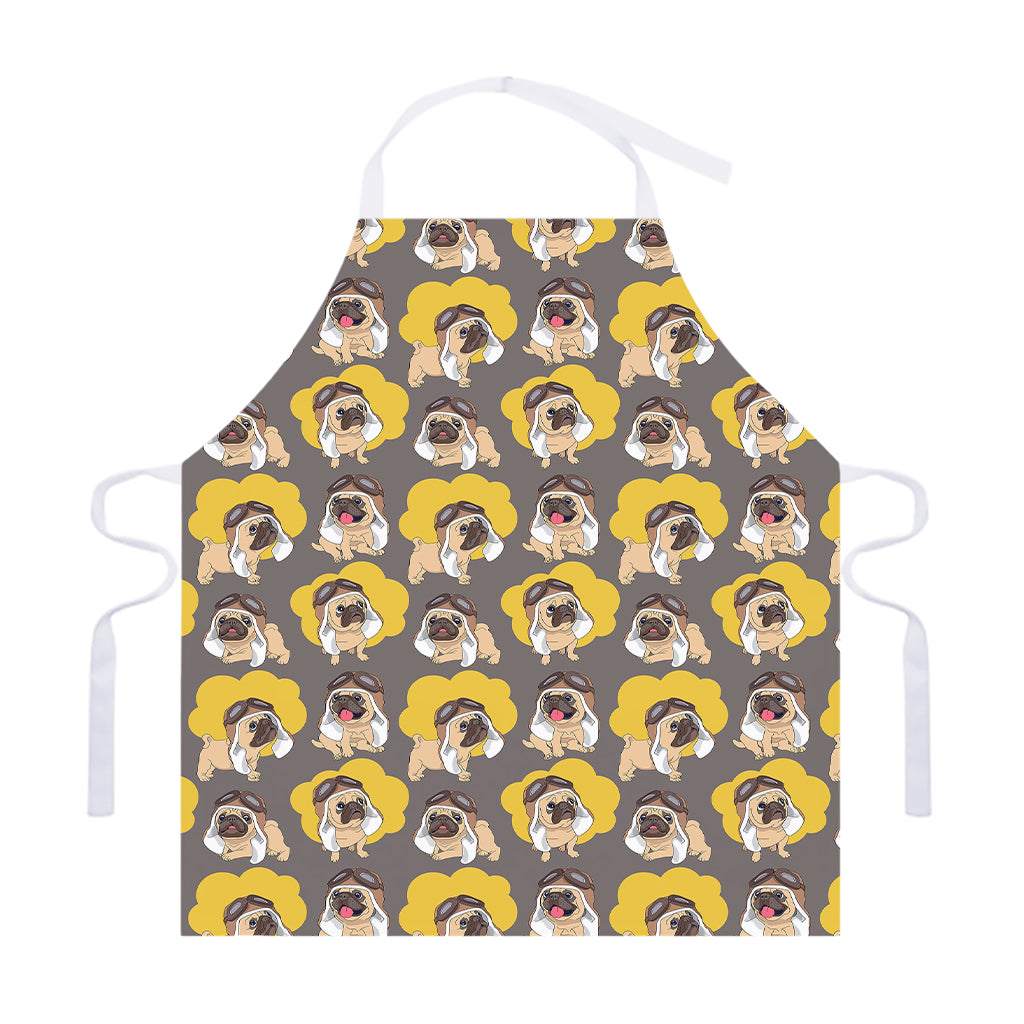 Pilot Pug Pattern Print Adjustable Apron