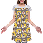 Pilot Pug Pattern Print Adjustable Apron