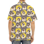 Pilot Pug Pattern Print Aloha Shirt