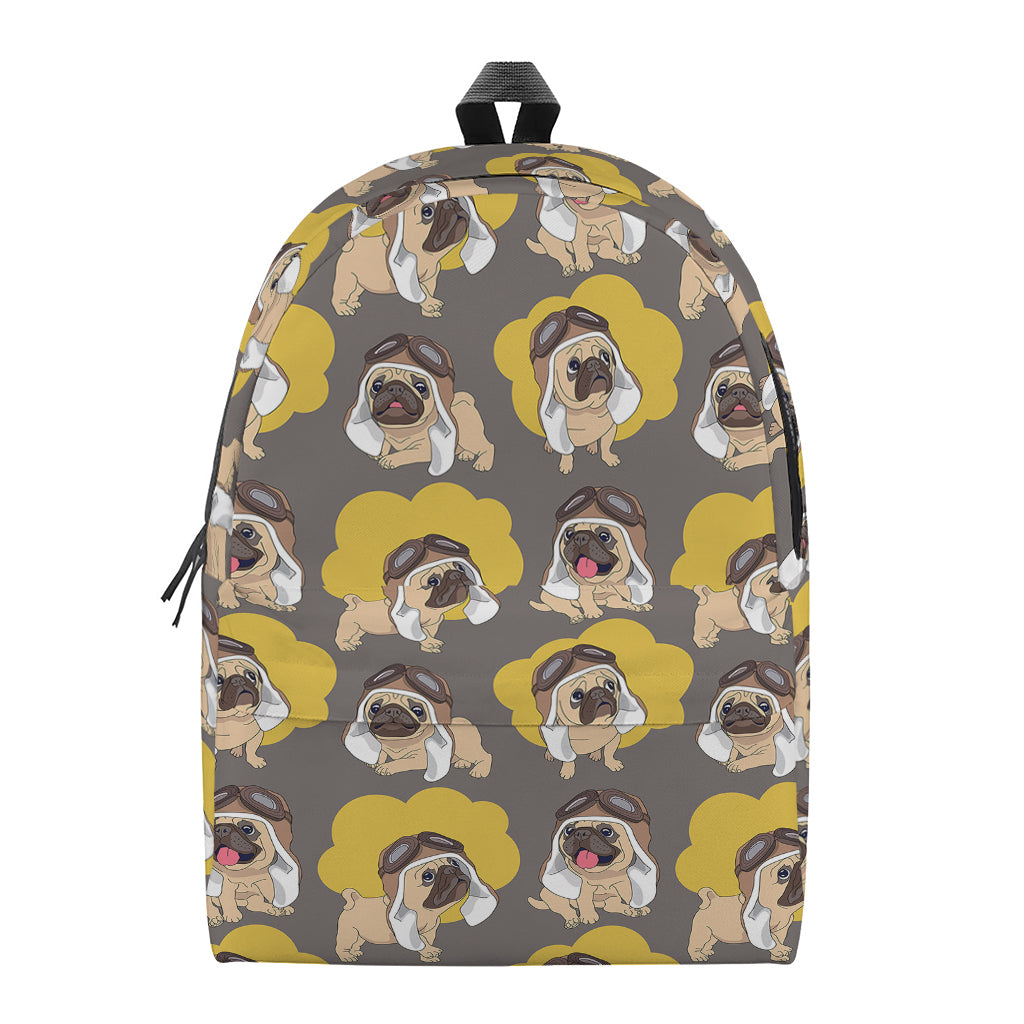 Pilot Pug Pattern Print Backpack