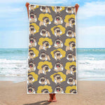 Pilot Pug Pattern Print Beach Towel