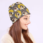 Pilot Pug Pattern Print Beanie