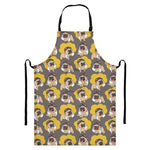 Pilot Pug Pattern Print Bib Apron With Pocket