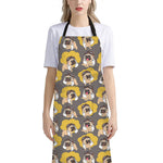 Pilot Pug Pattern Print Bib Apron With Pocket