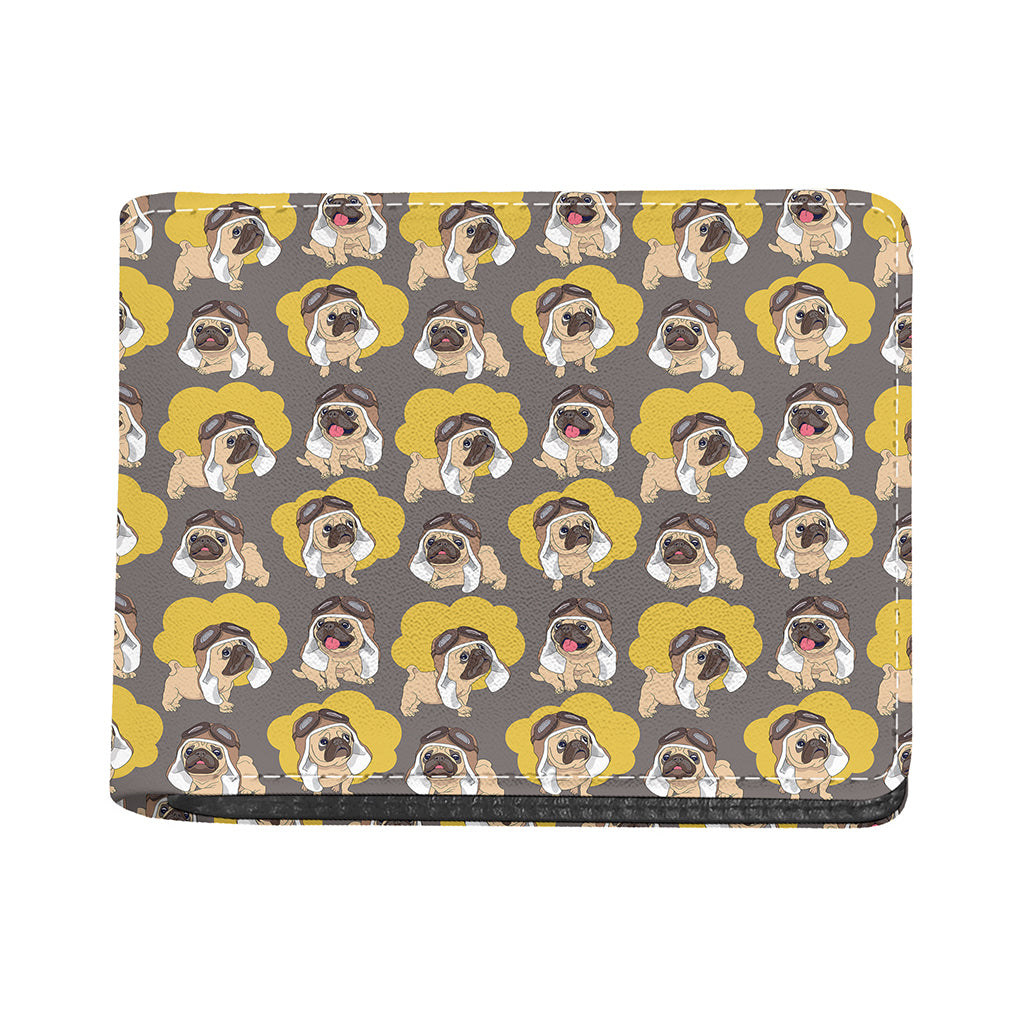 Pilot Pug Pattern Print Bifold Wallet