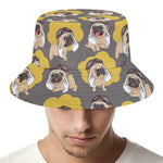 Pilot Pug Pattern Print Bucket Hat