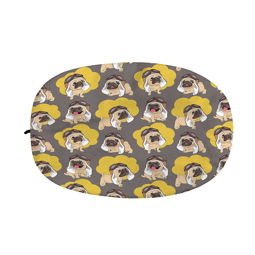Pilot Pug Pattern Print Car Side Mirror Covers