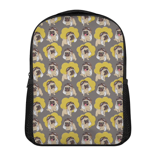 Pilot Pug Pattern Print Casual Backpack