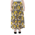 Pilot Pug Pattern Print Chiffon Maxi Skirt
