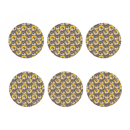 Pilot Pug Pattern Print Coaster Set