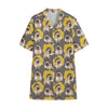 Pilot Pug Pattern Print Cotton Hawaiian Shirt