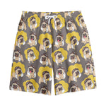 Pilot Pug Pattern Print Cotton Shorts