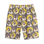 Pilot Pug Pattern Print Cotton Shorts