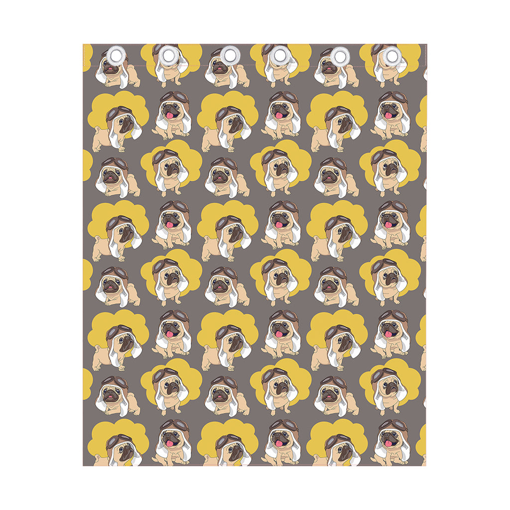 Pilot Pug Pattern Print Curtain