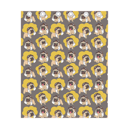 Pilot Pug Pattern Print Curtain
