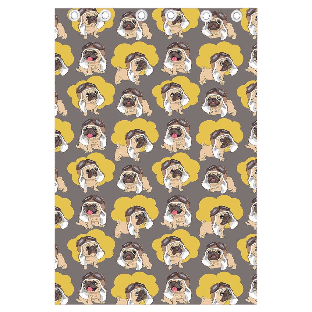 Pilot Pug Pattern Print Curtain