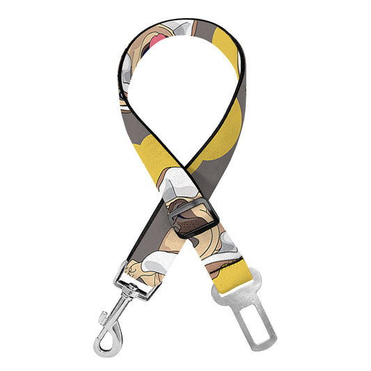 Pilot Pug Pattern Print Dog Seat Belt