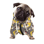 Pilot Pug Pattern Print Dog Zip Up Hoodie