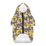 Pilot Pug Pattern Print Dog Zip Up Hoodie