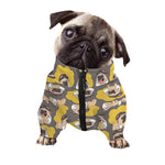 Pilot Pug Pattern Print Dog Zip Up Jacket
